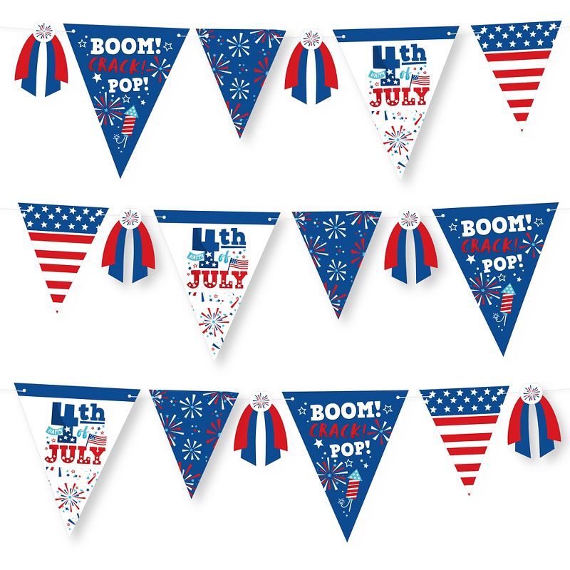 Big Dot of Happiness Firecracker 4th of July - DIY Red, White and Royal Blue Party Pennant Garland Decoration - Triangle Banner - 30 Pieces, 1 of 10
