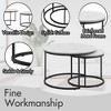 Lyngins Modern Nesting Coffee Table Set – 2 Round Tables with Marbling Effect, Sturdy Metal Bases, MDF Tabletops, 120 LBS Capacity, Living Room Table - 4 of 4