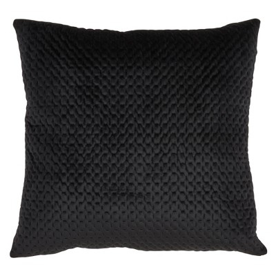 Poly Filled Pinsonic Velvet Pillow Black - Saro Lifestyle