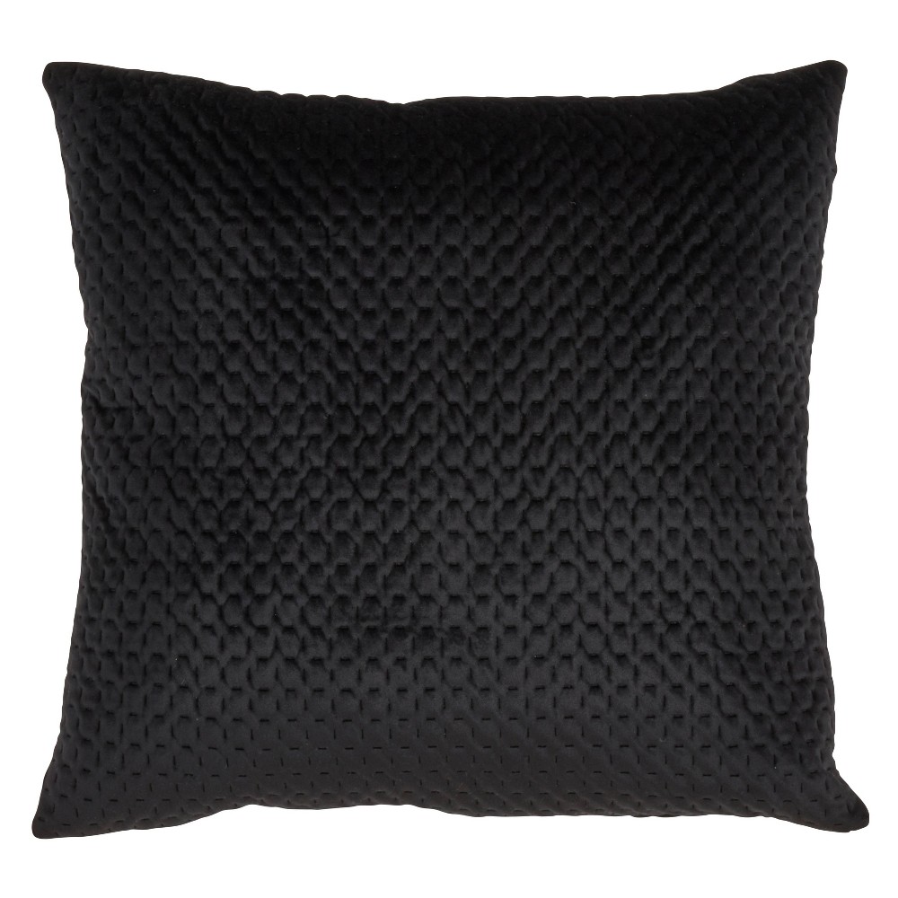 Photos - Pillow 18"x18" Pinsonic Velvet Design Poly-Filled Square Throw  Black - Sar
