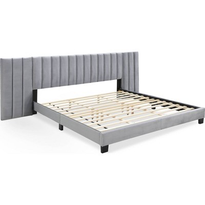 Sophisticated Gray Velvet King Bed with Channel Tufting
