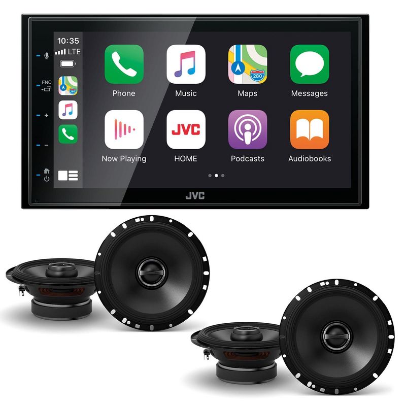 JVC KW-M560BT Digital Media Receiver 6.8" Touch Panel Compatible With Apple CarPlay & Android Auto with 2 Pairs Alpine S-S65 6.5" Type S Coax, 1 of 10