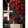 Silver Faith Cross Pendant Necklace for Women with Birthstone and Birth Flower Jewelry Gift - 2 of 4