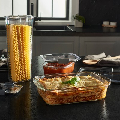 Brilliance 8-Cup Clear Glass Food Storage Container with Leak-Proof Lid