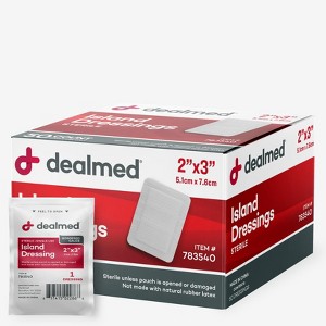 Dealmed Island Dressing, Sterile, Adhesive Borders with Non-Stick Pads, White (Pack of 1) - 1 of 4
