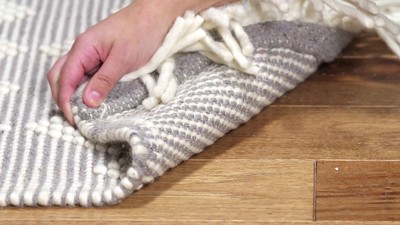 Ivory and Grey Geometric Wool Flat Woven Area Rug