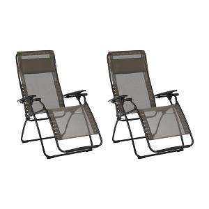 Lafuma Futura Batyline Series Relaxation Lawn Chair Recliner, Graphite (2 Pack) - 1 of 4