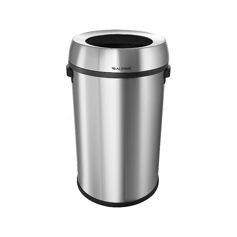Alpine Industries Stainless Steel Commercial Indoor Trash Can with Open Lid 17-Gallon 2/Pack, 2 of 7