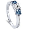 Pompeii3 1ct Blue Diamond 3 Stone Engagement Ring 14K White Gold - 4 of 4