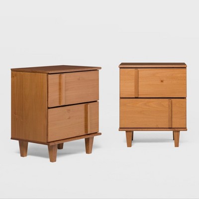 Saracina Home 2pc Modern Vertical Accent Solid Wood 2 Drawer Nightstands