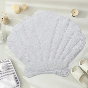 Marilyn Collection Seashell Shape Bath Rug – 100% Cotton, Ultra Plush 2200 GSM, Machine Washable Reversible Bathroom Mat – 25" x 28" Shell - 1 of 4