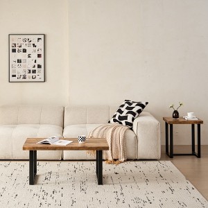 Airsurfer Small Walnut Coffee Table, Modern MDF Wood and Metal Frame Sofa Table for Living Room, Office, or Small Spaces - 1 of 4