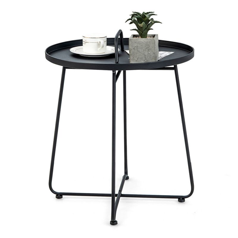 Tangkula Outdoor Metal Patio End Side Table Weather Resistant for Garden Balcony Yard, 1 of 11