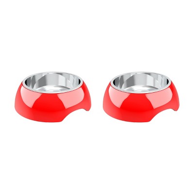 Pet Adobe 24-oz. Stainless Steel Raised Food and Water Pet Bowls- Set of 2, Red