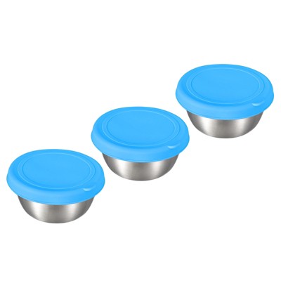 Unique Bargains Stainless Steel Lunch Box Condiment Containers with Lids 3 Pcs