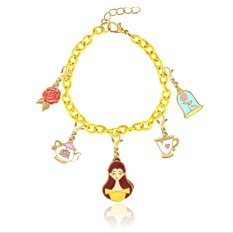 Disney Princess Girls Necklace, Bracelet, and Charms Set - Beauty and the Beast Belle Charms with Bracelet and Necklace, 4 of 7