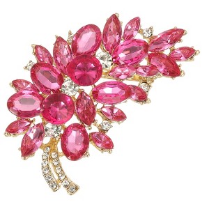 Unique Bargains Women's Flower Leaf Rhinestone Vintage Brooch Pin - 1 of 4
