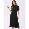 INSPIRE CHIC Women's Retro Ruffled Collar Short Sleeve A-Line Pleated Dress - 3 of 4