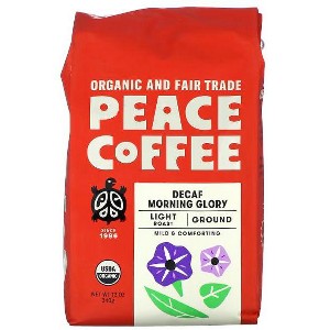 Peace Coffee, Organic Morning Glory, Ground, Light Roast, Decaf, 12 oz (340 g) - 1 of 2