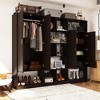 FUFU&GAGA Dark Armoires Multifunctional Wardrobe Storage Cabinet with Adjustable Shelves - 3 of 4