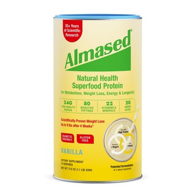 Almased Almond Vanilla Protein Powder, 17.6 Oz