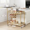 2 Tier Bar Carts for The Home, Bar Carts with Wheels, Serving Cart with White Marble Finish Wood Shelf - 3 of 4