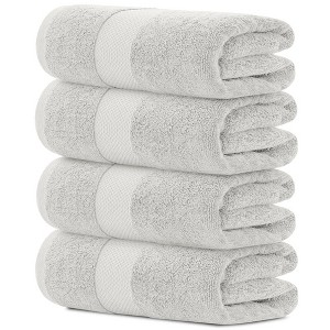 White Classic Luxury 100% Cotton Bath Towels Set of 4 - 27x54" - 1 of 4