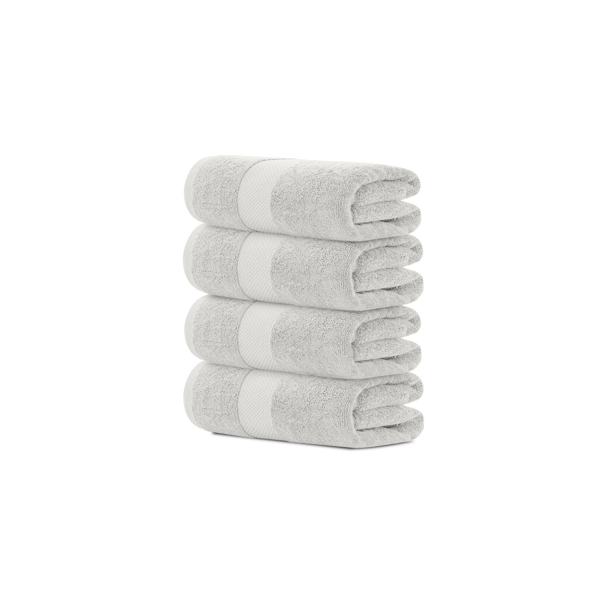 White Classic Luxury 100% Cotton Bath Towels Set of 4 - 27x54" Silver