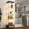 INFURNIC Decorative Bookshelf Modern Glass Display Cabinet 1-Door Storage Case with Drawer and 4 Shelves, Black, 16.7"*14.4"*65.8" - 2 of 4