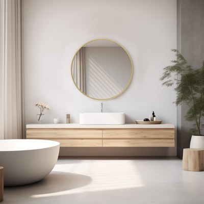 DOMETOUR Black Round Wall Mirror, Bathroom Mirrors for Over Sink, Circle Mirror for Bathroom, Entryway, Bedroom, Vanity