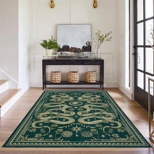 Washable Modern Snake Printed Rug Non Slip Low Pile Rug Soft Throw Floor Cover Foldable Indoor Carpet for Living Room Bedroom Playroom Nursery - 1 of 4