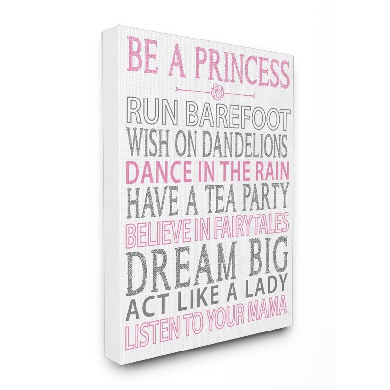 Be A Princess Pink Typog Stretched Kids&#39; Canvas Wall Art (16&#34;x20&#34;x1.5) - Stupell Industries, 1 of 5