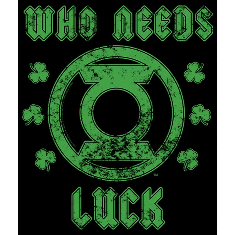 Boy's Green Lantern St. Patrick's Day Who Needs Luck Distressed T-Shirt, 2 of 6