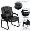 Emma and Oliver 500 lb. Big & Tall Black LeatherSoft Tufted Side Chair with Sled Base - 3 of 4