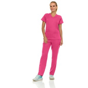 Medichic Women's Medical Scrubs Set- V-Neck with Flare Pant - 1 of 4