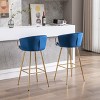 VYNXARIA 30 Inch Set of 2 Bar Stools,with Chrome Footrest and Base Velvet + Golden Leg Simple Bar Stool,Blue - 4 of 4