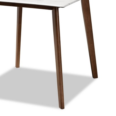 Kaylee Transitional Square Wood Dining Table with Faux Marble Top