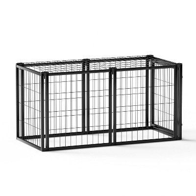 Munora 47.2" Black Metal Dog Crate - Indoor Kennel with Top Cover for Medium Dogs, 47.2"L x 22"W x 24"H