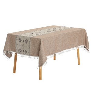 Unique Bargains Rustic Cotton Linen Waterproof Dinner Party Christmas Table Cover 1 Pc - 1 of 4