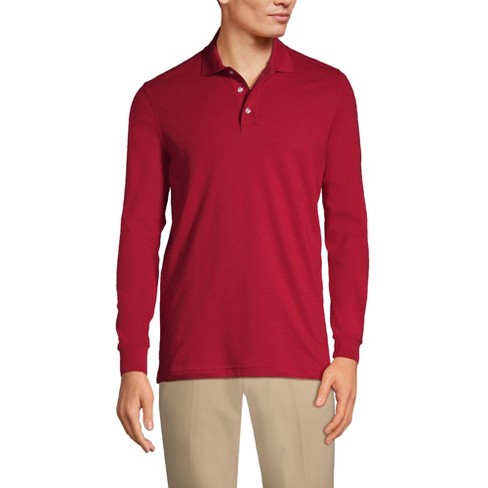 Lands' End School Uniform Men's Tall Long Sleeve Interlock Polo Shirt ...