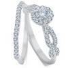 Pompeii3 1 Ct Halo EX3 Lab Created DIamond Engagement Wedding Ring Set 14k White Gold - 3 of 4