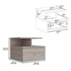 Floating Nightstand 12"H, Wall Mounted with Single Drawer and 2-Tier Shelf - 3 of 4