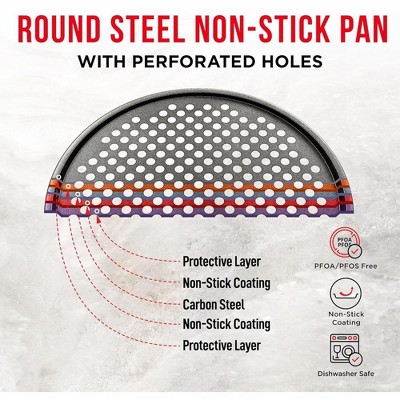 Bakken 13-Inch Non-Stick Perforated Carbon Steel Pizza Pans - Set of 2