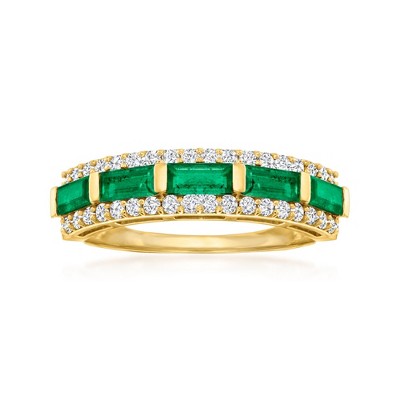 Ross-Simons 0.80 ct. t.w. Emerald and .41 ct. t.w. Diamond Ring in 14kt Yellow Gold