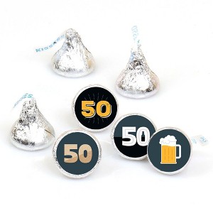 Big Dot of Happiness Cheers and Beers to 50 Years - 50th Birthday Party Round Candy Sticker Favors - Labels Fits Chocolate Candy (1 sheet of 108) - 1 of 4