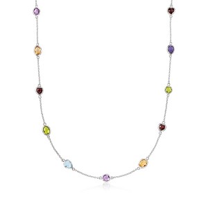 Ross-Simons 8.40 ct. t.w. Multi-Gem Station Necklace in Sterling Silver - 1 of 4