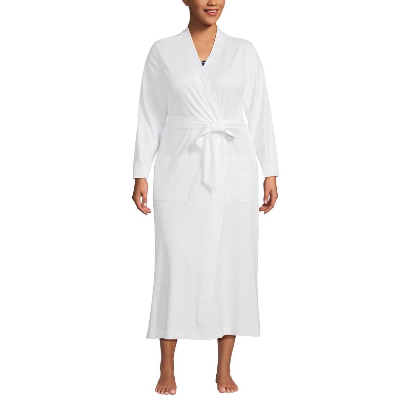 Lands' End Women's Cotton Long Sleeve Midcalf Robe, 1 of 7