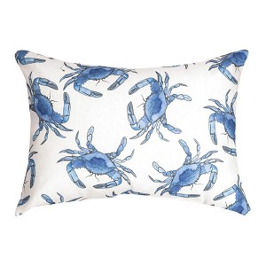 Blue Crab Pillow – 18x13 inch Rectangular Coastal Living Room by Manual Woodworkers and Weavers - 1 of 3