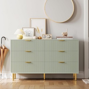 Dresser, Modern 6 Drawer Dresser for Bedroom with Gold Handle and Large Drawer, Wood Double Chest of Drawers and Storage Organizer for Living Room - 1 of 4