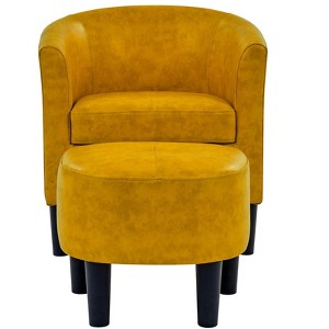 TiramisuBest Gray 25.5" Wide Polyester Barrel Chair and Ottoman - 1 of 4